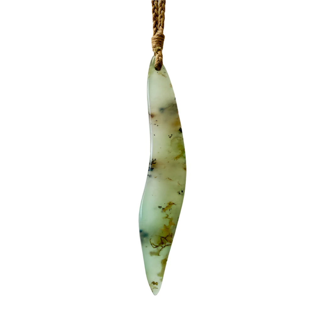 Australian Chrysoprase hand shaped pendant with natural veining