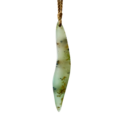 Australian Chrysoprase hand shaped pendant with natural veining