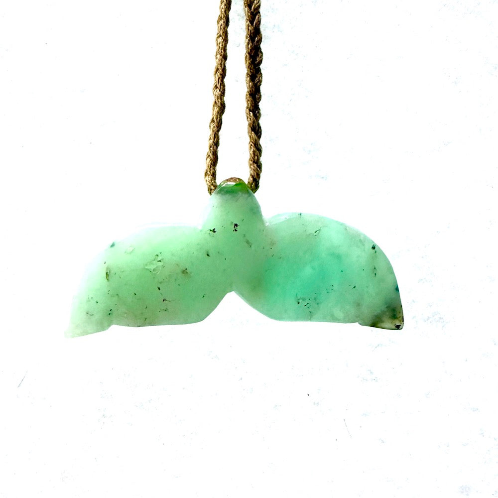 Australian Chrysoprase hand shaped whale tail pendant