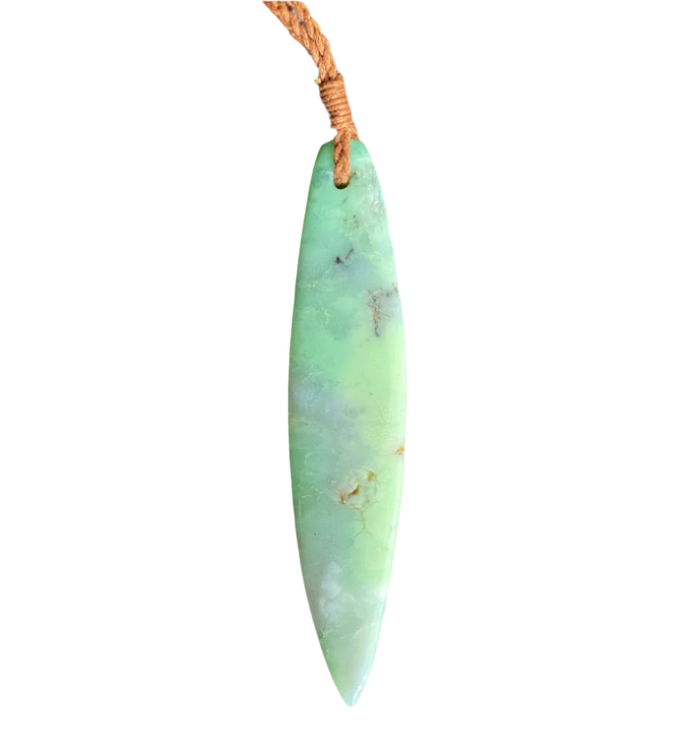 Lemon Chrysoprase Leaf Pendant